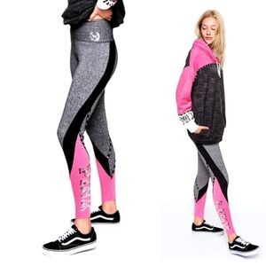 NWOT VS PINK pink and gray bling workout leggings